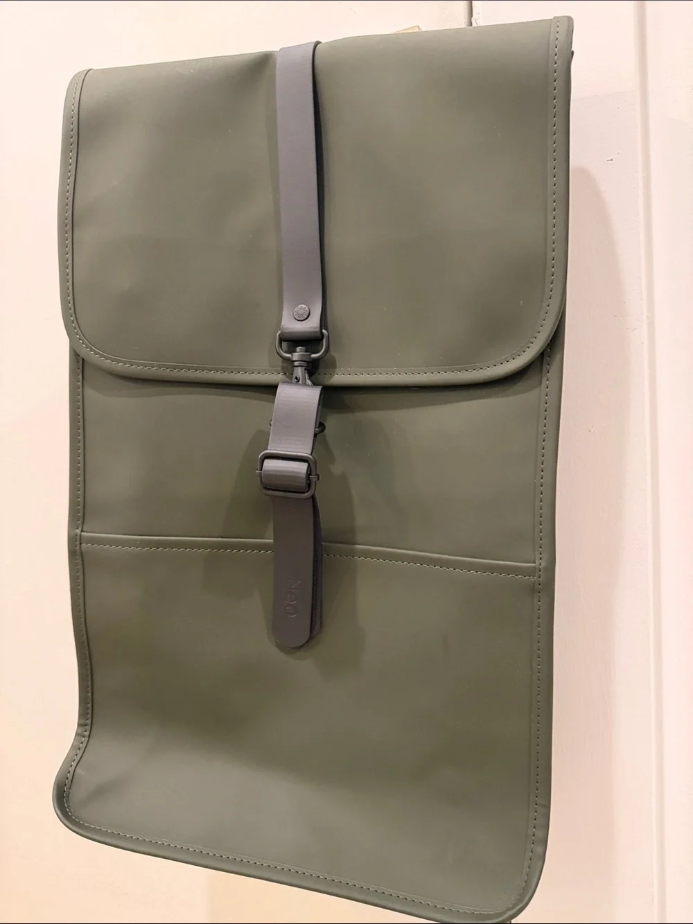 Rains Volumen Green & Black Waterproof PU Fabric Laptop Backpack